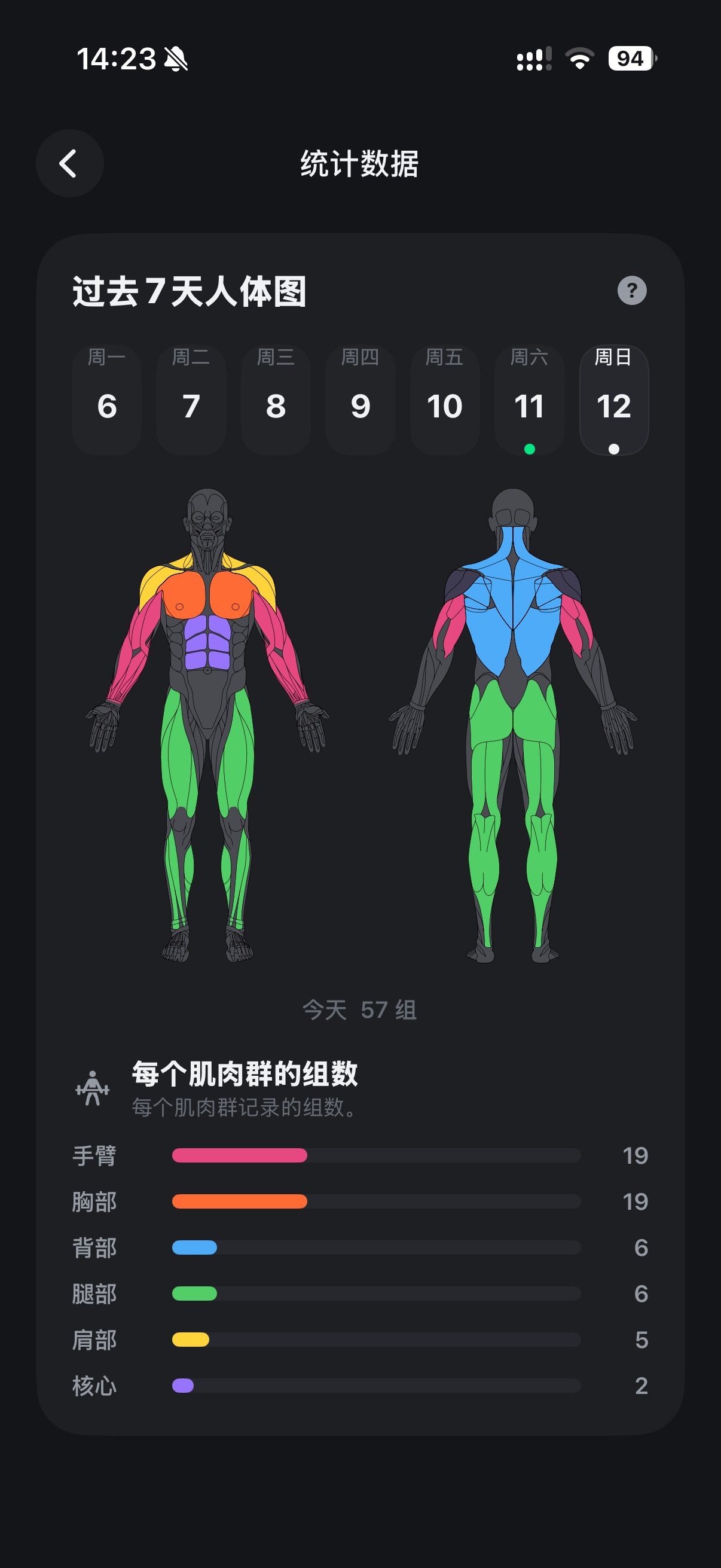 Pumpa 练记统计数据界面